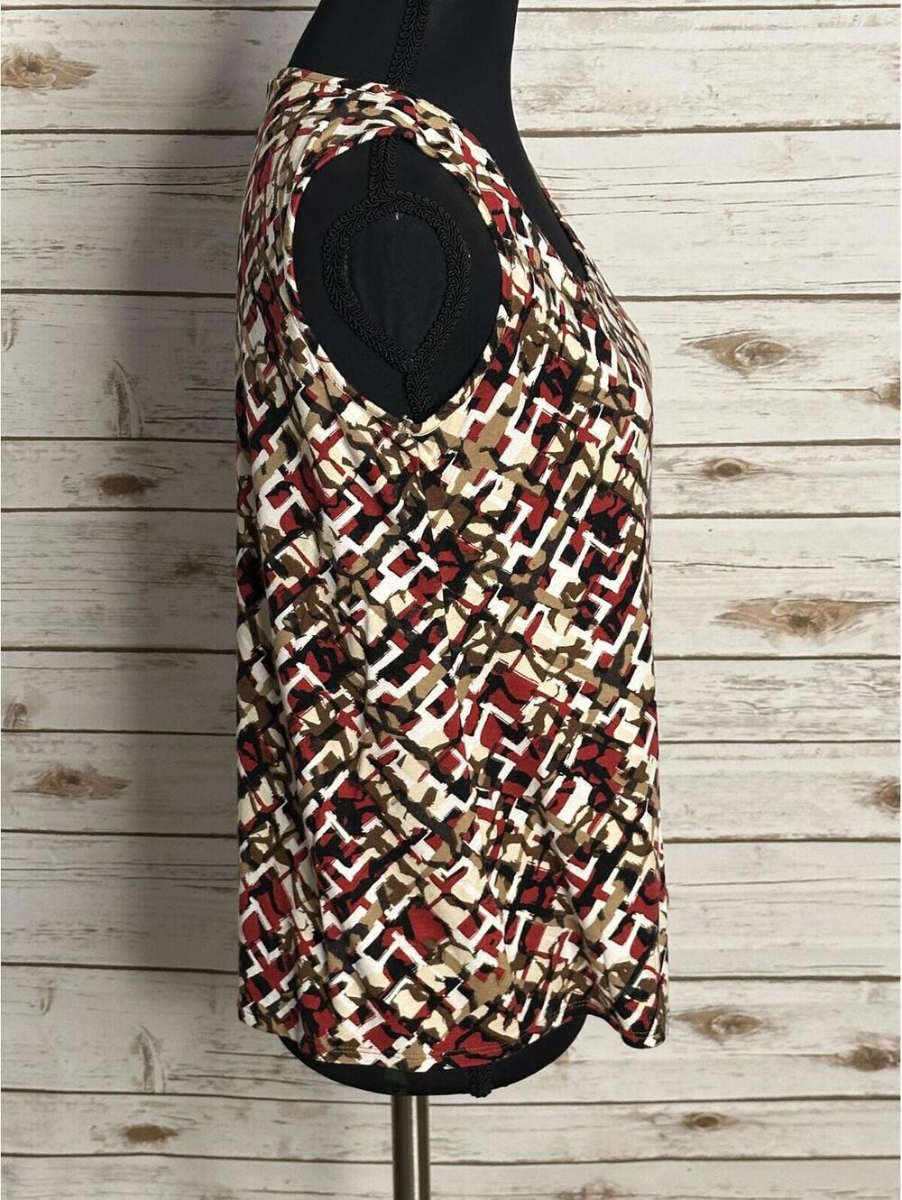 J. Jill Wearever Collection sleeveless tank top XS abstract geometric red black - Picture 3 of 5